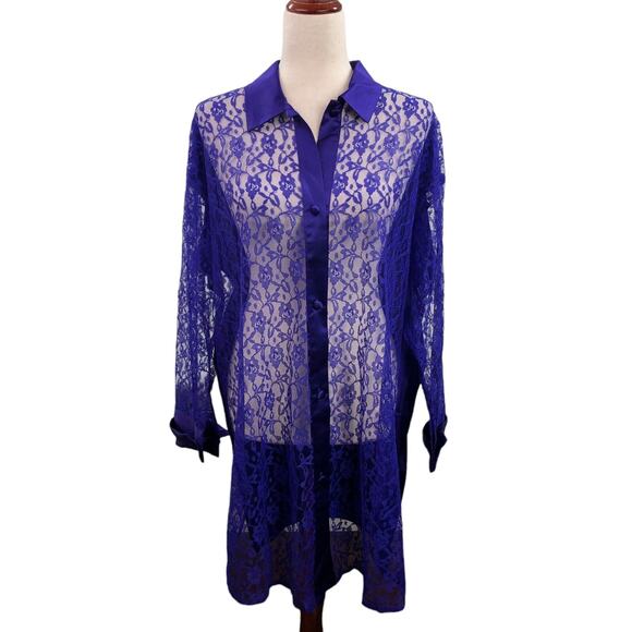 Victorias Secret Satin Lace Nightgown Small Purple Floral Button Up Womens - Picture 1 of 16